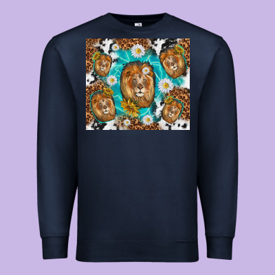 Lion With Leopard And Cowhide Pattern Premium Sweatshirt Designed By Tumblerdesignbyshophia