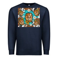 Navy lion with leopard and cowhide pattern Premium Sweatshirt - TumblerDesignByShophia