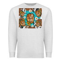 Oatmeal Heather lion with leopard and cowhide pattern Premium Sweatshirt - TumblerDesignByShophia