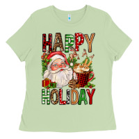 Matcha happy holiday santa claus christmas Ladies Tee - FaDigitalArtStudio