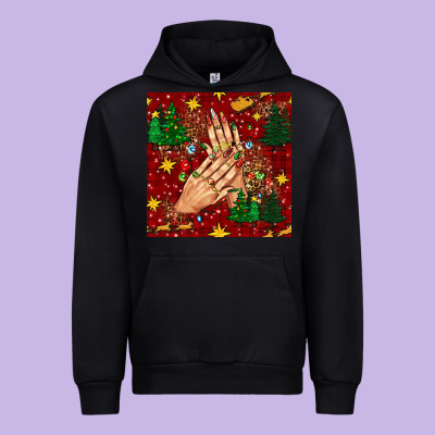 Christmas Nails And Trees With Leopard And Plaid Seamless Pattern Bbs Urban Hoodie Designed By Bundleandbundleshop