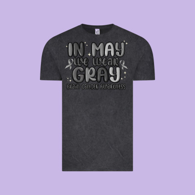 In May We Wear Gray Brain Cancer Awareness Vintage Tee Designed By Maliassmallbusiness