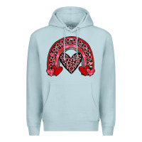 Blue Mist valentines heart rainbow Premium Hoodie - JahusDesignShop
