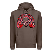 Coffee valentines heart rainbow Premium Hoodie - JahusDesignShop