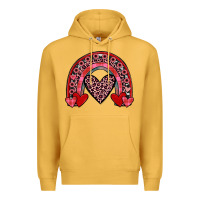 Mustard valentines heart rainbow Premium Hoodie - JahusDesignShop