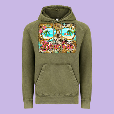 Beach'in Sunglasses Vintage Hoodie Designed By Jasminsmagicworld