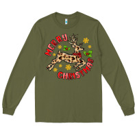 Army Green merry christmas deer Long Sleeve Tee - MaliasSmallBusiness