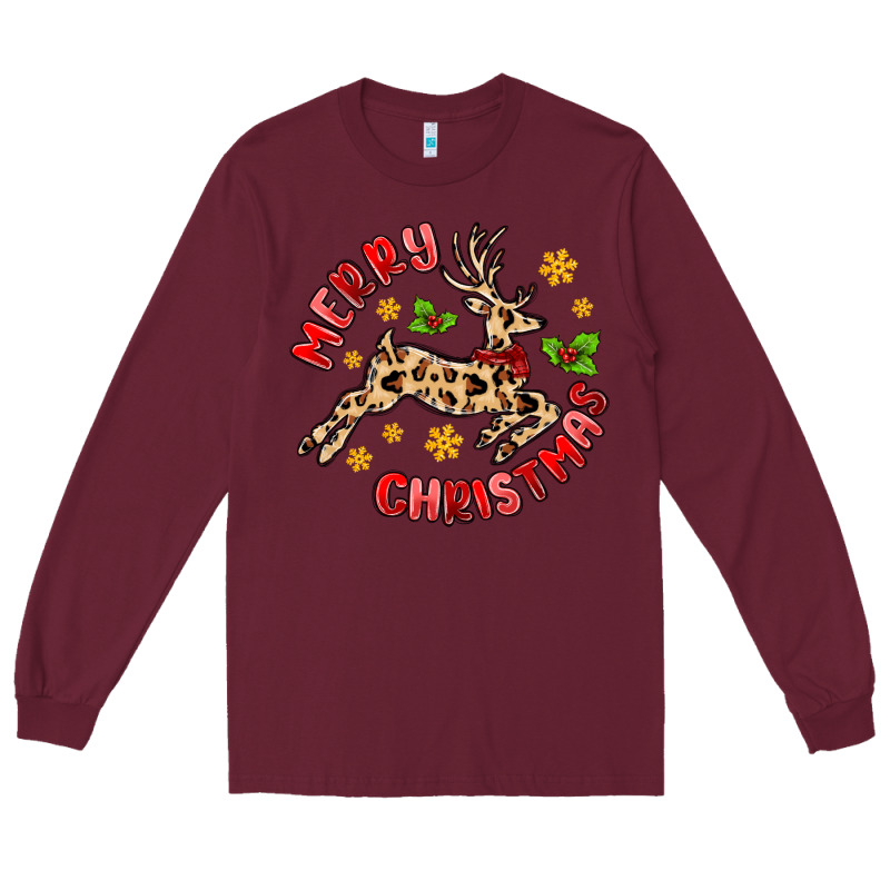 Merry Christmas Deer Long Sleeve Tee by MaliasSmallBusiness | Teevron