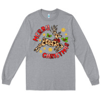 Heather Grey merry christmas deer Long Sleeve Tee - MaliasSmallBusiness