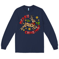 Navy merry christmas deer Long Sleeve Tee - MaliasSmallBusiness