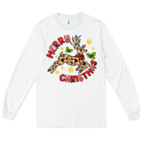White merry christmas deer Long Sleeve Tee - MaliasSmallBusiness