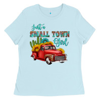 Baby Blue just a small town girl with car Ladies Tee - HRA Design Shop