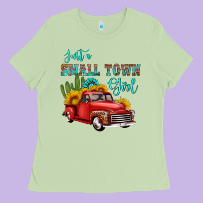 Just A Small Town Girl With Car Ladies Tee Designed By Hra Design Shop