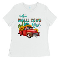 White just a small town girl with car Ladies Tee - HRA Design Shop