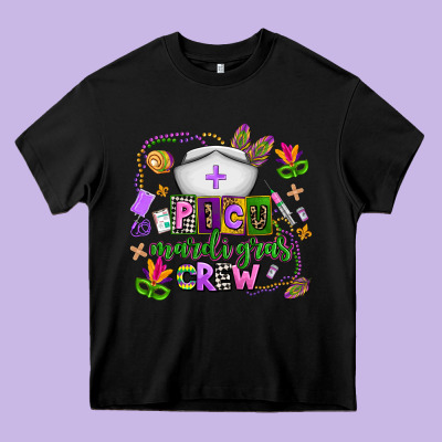 Picu Mardi Gras Crew Heavy Core Tee Designed By Adodesignshop