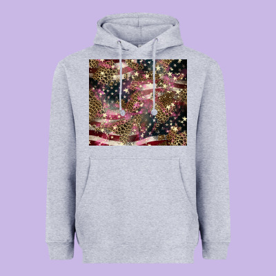 American Flag Leopard Pinktumbler Heavyweight Hoodie Designed By Howdyjamesfarm
