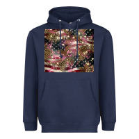 Navy American flag leopard pinktumbler Heavyweight Hoodie - HowdyJamesFarm