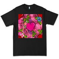 Black valentines day flower heart with leopard seamless pattern Premium Tee - BundleAndBundleShop