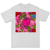 Dove Grey valentines day flower heart with leopard seamless pattern Premium Tee - BundleAndBundleShop