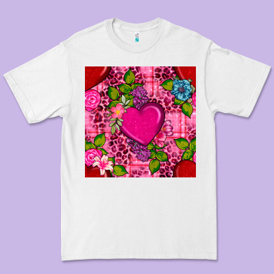 Valentines Day Flower Heart With Leopard Seamless Pattern Premium Tee Designed By Bundleandbundleshop