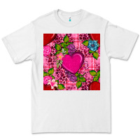 White valentines day flower heart with leopard seamless pattern Premium Tee - BundleAndBundleShop