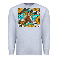 Heather Grey cowhide aztec horse Premium Sweatshirt - TumblerDesignByShophia