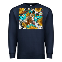 Navy cowhide aztec horse Premium Sweatshirt - TumblerDesignByShophia