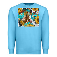 Ocean Blue cowhide aztec horse Premium Sweatshirt - TumblerDesignByShophia