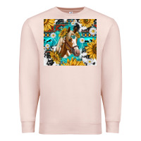 Pale Pink cowhide aztec horse Premium Sweatshirt - TumblerDesignByShophia
