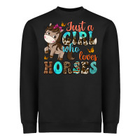 Black just a girl who loves horses Heavyweight Sweatshirt - NancyCooperArtShop