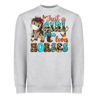 Heather Grey just a girl who loves horses Heavyweight Sweatshirt - NancyCooperArtShop