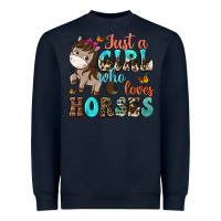 Navy just a girl who loves horses Heavyweight Sweatshirt - NancyCooperArtShop
