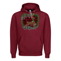 Burgundy Merry Christmas Deer Zipper Hoodie - Bettercallsaul