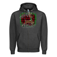 Charcoal Heather Merry Christmas Deer Zipper Hoodie - Bettercallsaul