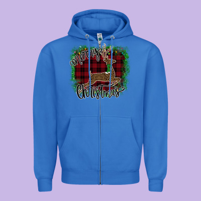 Merry Christmas Deer Zipper Hoodie Designed By Bettercallsaul