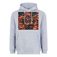 Heather Grey American flag leopard tumbler Heavyweight Hoodie - HowdyJamesFarm
