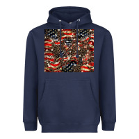 Navy American flag leopard tumbler Heavyweight Hoodie - HowdyJamesFarm