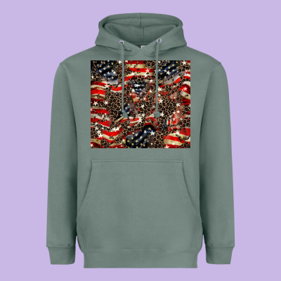 American Flag Leopard Tumbler Heavyweight Hoodie Designed By Howdyjamesfarm