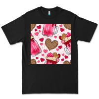 Black valentines day milkshake seamless pattern Premium Tee - BundleAndBundleShop