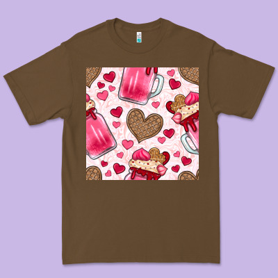 Valentines Day Milkshake Seamless Pattern Premium Tee Designed By Bundleandbundleshop