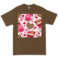 Cacao valentines day milkshake seamless pattern Premium Tee - BundleAndBundleShop