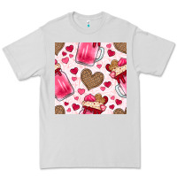 Dove Grey valentines day milkshake seamless pattern Premium Tee - BundleAndBundleShop