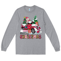 Heather Grey pink merry christmas Long Sleeve Tee - MaliasSmallBusiness