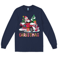 Navy pink merry christmas Long Sleeve Tee - MaliasSmallBusiness