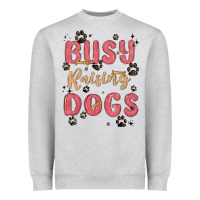 Heather Grey busy raising dogs Heavyweight Sweatshirt - MaliasSmallBusiness