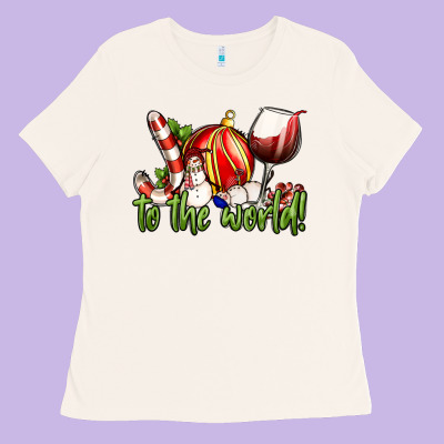 Joy To The World Christmas Wine Ladies Tee Designed By Fadigitalartstudio