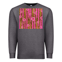 Charcoal Heather glitter pink stripe leopard pattern with flowers Premium Sweatshirt - TumblerDesignByShophia
