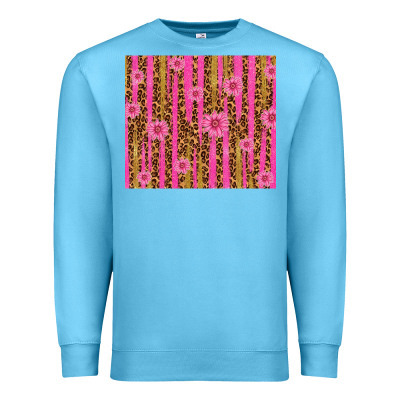 Glitter Pink Stripe Leopard Pattern With Flowers Premium Sweatshirt by TumblerDesignByShophia | Teevron