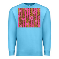 Ocean Blue glitter pink stripe leopard pattern with flowers Premium Sweatshirt - TumblerDesignByShophia