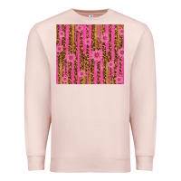 Pale Pink glitter pink stripe leopard pattern with flowers Premium Sweatshirt - TumblerDesignByShophia